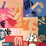 Обои ручная роспись в стиле Арт-деко Jazz Original colourway on painted silk with embroidery варинант исполнения - 2 | Loft Concept в Саратове