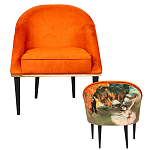 Кресло из натурального бука оранжевое с цветным принтом Impressionism in Art варинант исполнения - 2 | Loft Concept в Саратове