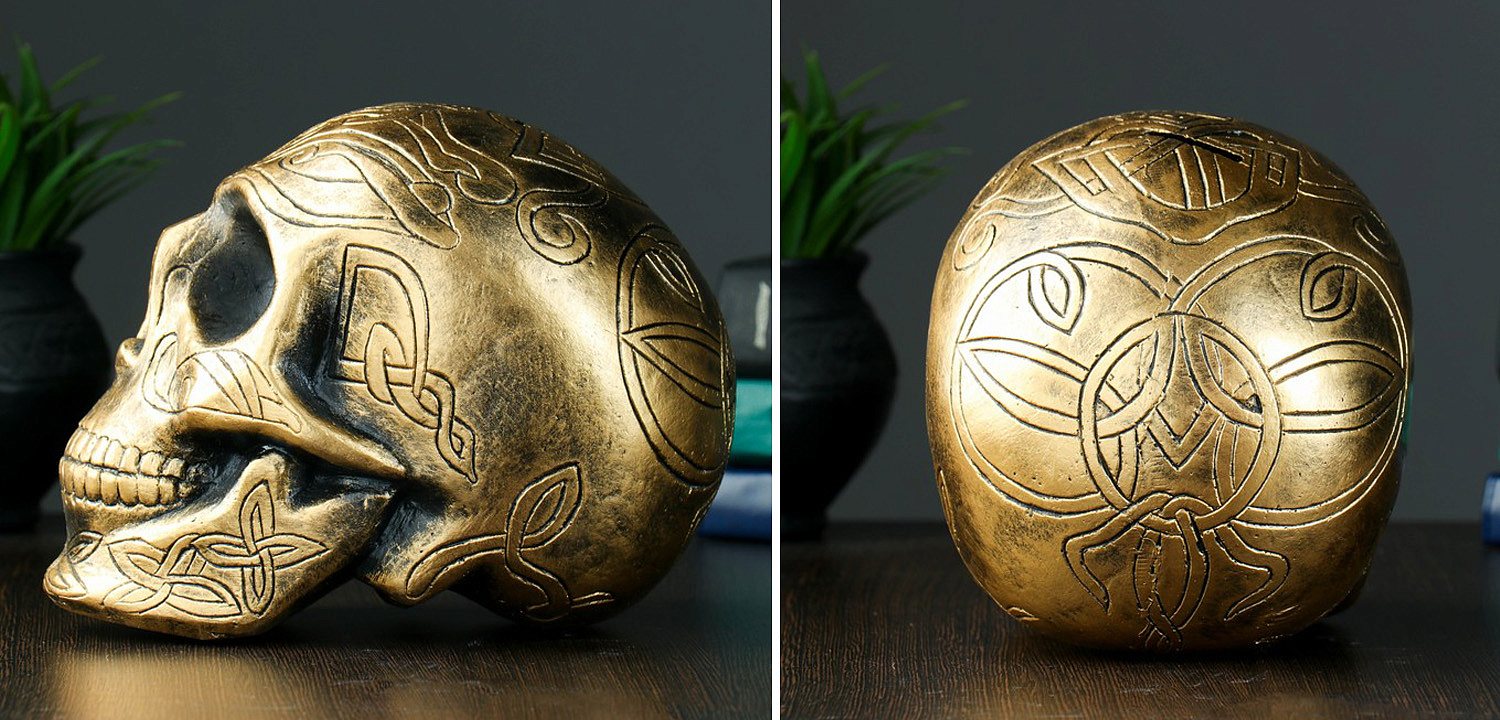 Статуэтка Golden Skull with Pattern Статуэтка Golden Skull with Pattern - Loft-Concept в Саратове