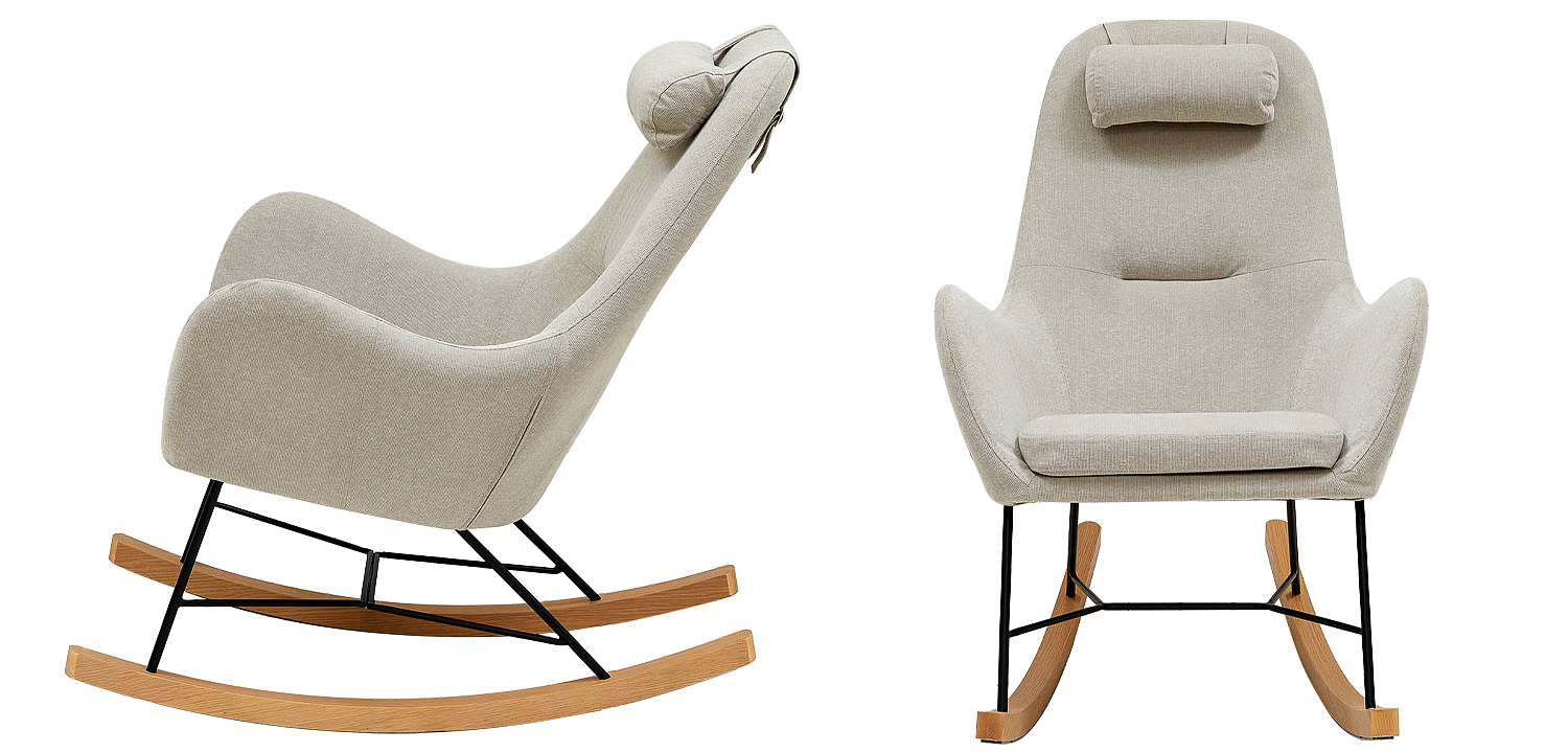 Бежевое Кресло-качалка с подушкой Rhyley Rocking Chair Бежевое Кресло-качалка с подушкой Rhyley Rocking Chair - Loft-Concept в Саратове
