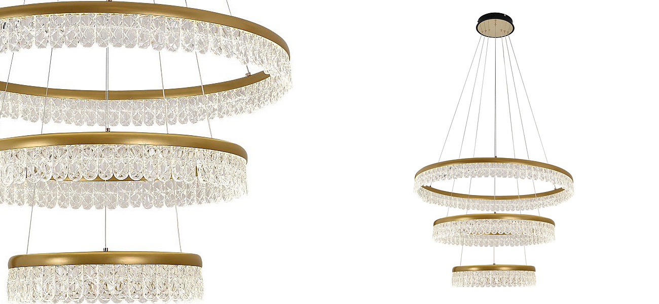 Светодиодная люстра из 3-х колец Pettico Gold Светодиодная люстра из 3-х колец Pettico Gold - Loft-Concept в Саратове