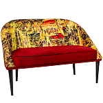 Диван двухместный из натурального бука красный с цветным принтом Impressionism in Art варинант исполнения - 3 | Loft Concept в Саратове