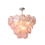 Люстра с каскадом из круглых розовых стеклянных дисков Pink Light Waterfall варинант исполнения - 3 | Loft Concept в Саратове