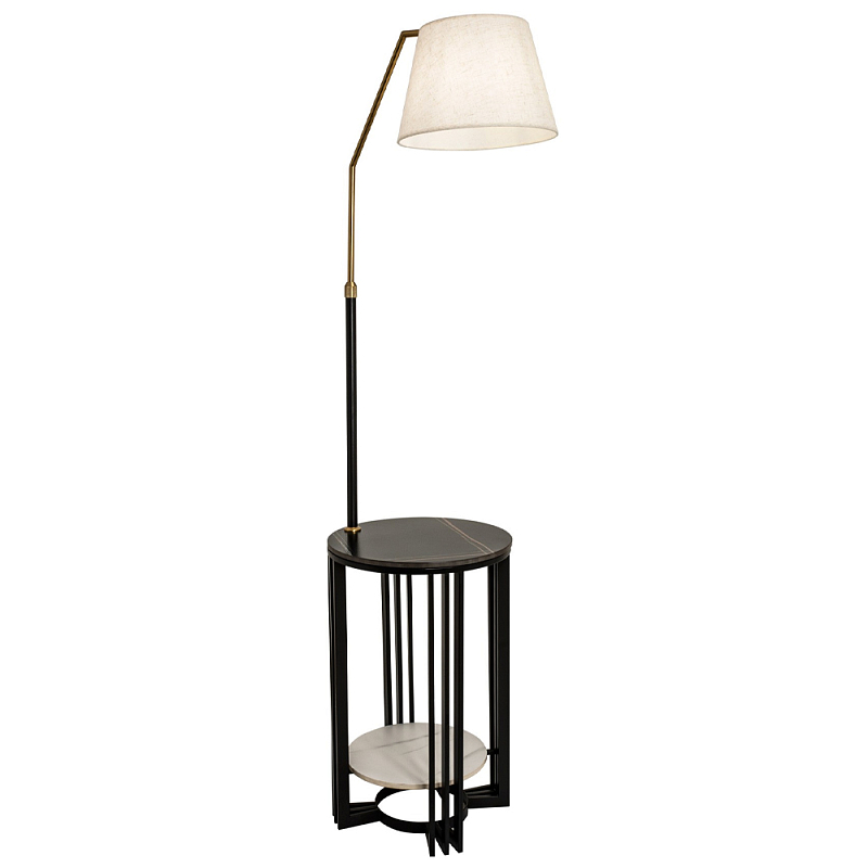 Торшер с абажуром и приставным столом Tore Lighting and Furniture Floor Lamp Бежевый Черный Торшер с абажуром и приставным столом Tore Lighting and Furniture Floor Lamp Бежевый Черный в Саратове | Loft Concept