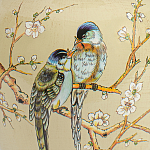 Настольная лампа бежевая с изображением птиц Slip Away варинант исполнения - 6 | Loft Concept в Саратове