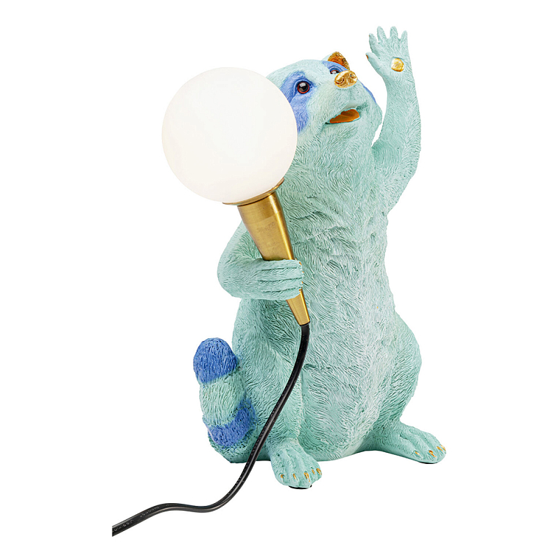 Настольная лампа для детской Голубой Енот  Золотой Бирюзовый Синий в Саратове | Loft Concept 