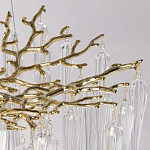 Люстра золотого цвета с декоративными ветками и длинными прозрачными стеклянными подвесами в форме сосулек Droplet Chandelier варинант исполнения - 7 | Loft Concept в Саратове
