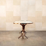 Обеденный стол с фигурным декором бронзового цвета Dichotomy racetrack варинант исполнения - 4 | Loft Concept в Саратове