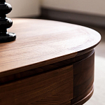 Кофейный стол овальный из дерева с 2-мя ящиками Coffee Walnut Table варинант исполнения - 9 | Loft Concept в Саратове