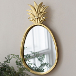 Зеркало овальной формы с золотистой рамкой и декоративной верхушкой в виде ананаса Pineapple Shine  варинант исполнения - 4 | Loft Concept в Саратове
