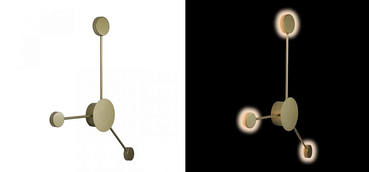 Бра Лофт Vibia Pin Wall Light 3 плафона Золотой матовый цвет Бра Лофт Vibia Pin Wall Light 3 плафона Золотой матовый цвет - Loft-Concept в Саратове