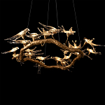 Люстра подвесная с прозрачными стеклянными птичками на ветвях Диаметр 100 см Serip Voa варинант исполнения - 9 | Loft Concept в Саратове