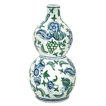 Ваза фигурная с сине-зелеными узорами распустившихся цветов Blossoming Spring варинант исполнения - 1 | Loft Concept в Саратове