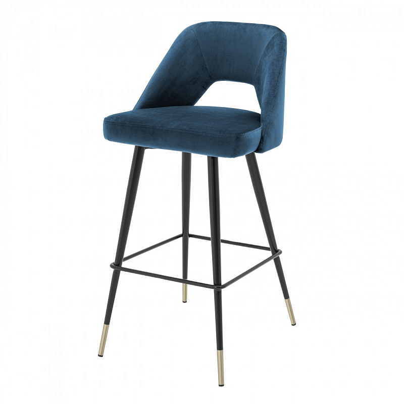 Барный стул Eichholtz Bar Stool Avorio Blue Синий Черный Латунь Барный стул Eichholtz Bar Stool Avorio Blue Синий Черный Латунь в Саратове | Loft Concept