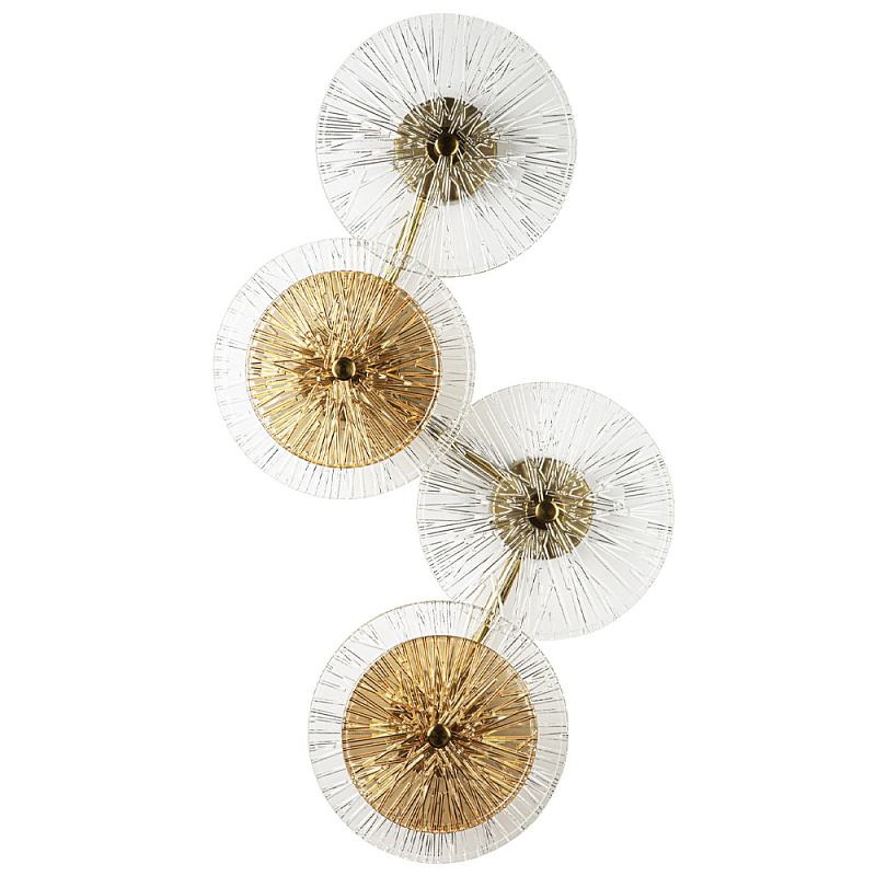 Бра с 4-мя плафонами в форме диска из рельефного коричневого стекла Decorative Four Glass Discs Wall Lamp Латунь Прозрачное Стекло Бра с 4-мя плафонами в форме диска из рельефного коричневого стекла Decorative Four Glass Discs Wall Lamp Латунь Прозрачное Стекло в Саратове | Loft Concept