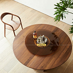 Стол обеденный круглый с двойной столешницей Walnut Wood Table варинант исполнения - 5 | Loft Concept в Саратове