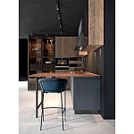 Комбинированный кухонный гарнитур сине-серого цвета с фасадом под дерево Benjamin Kitchen Set варинант исполнения - 5 | Loft Concept в Саратове