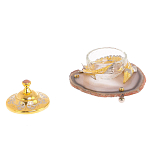 Икорница с декором "Осетр" с гравировкой на подставке из натурального камня Агат Decorative Cavair Dishes варинант исполнения - 3 | Loft Concept в Саратове