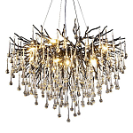 Люстра черная с прозрачными стеклянными подвесками в форме капель FAIRYTREE Light варинант исполнения - 3 | Loft Concept в Саратове