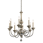 Люстра серебряного цвета с состаренным эффектом и декоративным подвесным шаром Kichler варинант исполнения - 1 | Loft Concept в Саратове