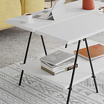 Стол журнальный с белой прямоугольной столешницей и полкой ESSEL WHITE варинант исполнения - 3 | Loft Concept в Саратове