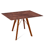 Стол обеденный с коричневой прямоугольной столешницей из керамики на четырех деревянных ножках Brown Ceramics варинант исполнения - 1 | Loft Concept в Саратове