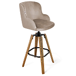 Барный стул со спинкой и подлокотниками на 4-х коричневых ножках Бежевый Велюр Ava Charm варинант исполнения - 1 | Loft Concept в Саратове