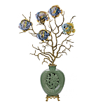 Ваза зеленая с бронзовыми ветвями и фарфоровыми рыбками Eden Garden варинант исполнения - 1 | Loft Concept в Саратове