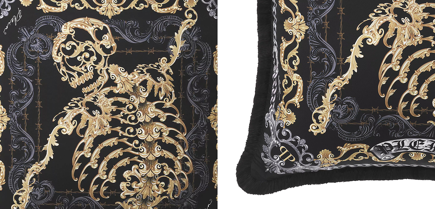 Подушка Philipp Plein Cushion Silk Skeleton 50 x 50 cm Подушка Philipp Plein Cushion Silk Skeleton 50 x 50 cm - Loft-Concept в Саратове