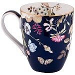 Кружка синяя из фарфора с рисунком цветов 400 мл Garden Whisper Porcelain Set  варинант исполнения - 1 | Loft Concept в Саратове