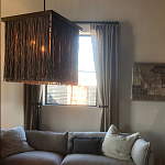 Люстра квадратная с бахромой и подвесом из деревянных бусин Psyche варинант исполнения - 3 | Loft Concept в Саратове