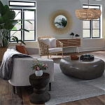 Круглая люстра волнистой формы с декором из круглых деревянных бусин White Wooden Beads Chandelier варинант исполнения - 2 | Loft Concept в Саратове