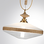 Подвесной светильник с плоским прозрачным плафоном и декоративной вставкой из текстурного камня Tectona  варинант исполнения - 6 | Loft Concept в Саратове