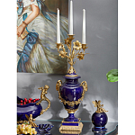 Подсвечник из темно-синего фарфора с бронзовыми элементами и цветами Eden Garden варинант исполнения - 4 | Loft Concept в Саратове