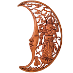 Панно из дерева Ганеша и месяц Panel With Animals варинант исполнения - 1 | Loft Concept в Саратове