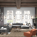 Бра цвета хром с круглой рамой и цилиндрическим прозрачным стеклянным плафоном на прямоугольном основании Feiss варинант исполнения - 4 | Loft Concept в Саратове