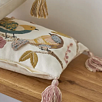 Чехол на подушку с кисточками и вышивкой птиц Ethnic mix Birds Rect варинант исполнения - 5 | Loft Concept в Саратове