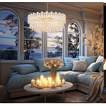 Круглая люстра с хрустальными подвесками на золотистом каркасе Gorgeous Crystal Light варинант исполнения - 13 | Loft Concept в Саратове