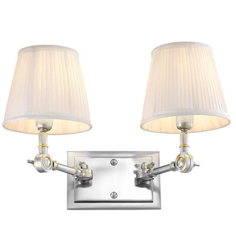 Бра Wall Lamp Wentworth Double Nickel+White Никель Белый Бра Wall Lamp Wentworth Double Nickel+White Никель Белый в Саратове | Loft Concept