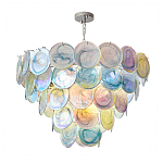Люстра с каскадом из круглых разноцветных стеклянных дисков Mother of Pearl Iridescence варинант исполнения - 2 | Loft Concept в Саратове