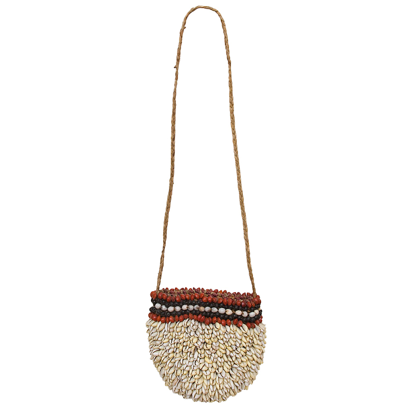 Декоративный аксессуар сумка из ракушек Aboriginal Bag Beige Red Бежевый Красный Черный в Саратове | Loft Concept 