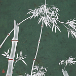 Обои ручная роспись Bamboo Argent on Edo Green painted silk варинант исполнения - 1 | Loft Concept в Саратове