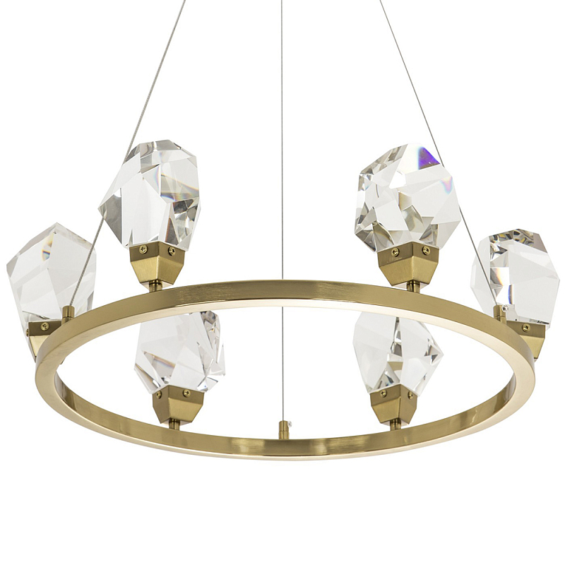 Подвесная круглая люстра с хрустальными плафонами Esme Crystal Brass Ring Chandelier Прозрачный Латунь Подвесная круглая люстра с хрустальными плафонами Esme Crystal Brass Ring Chandelier Прозрачный Латунь в Саратове | Loft Concept