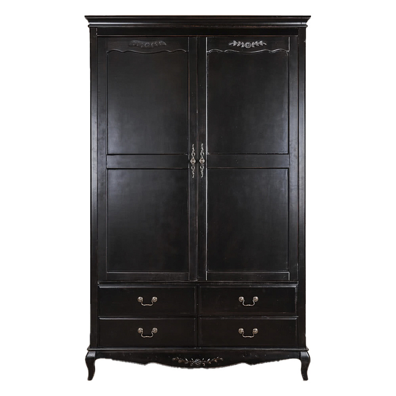 Шкаф черный с 4-мя ящиками и 2-мя дверцами в стиле Прованс Vintage Черный в Саратове | Loft Concept 