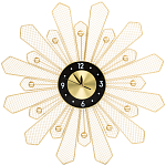 Часы настенные из металла в виде солнца с чёрным циферблатом Mirror Tower Clock варинант исполнения - 1 | Loft Concept в Саратове