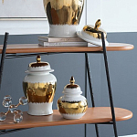 Ваза белая с крышкой и золотистыми фрагментами 46 см Chinoiserie Ceramics варинант исполнения - 2 | Loft Concept в Саратове