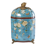 Ваза голубая с крышкой и цветочным узором Genuine Chinese Classics варинант исполнения - 1 | Loft Concept в Саратове