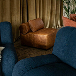 Кожаное модульное кресло коричневое без подлокотников с подушкой Coul Leather Modular Armchair варинант исполнения - 6 | Loft Concept в Саратове