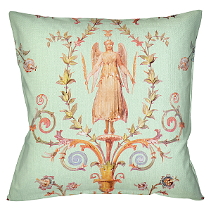 Декоративная подушка светло-зеленая с растительным орнаментом Raffael Angel Green Cushion