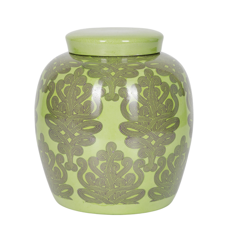 Банка с крышкой Porcelain Malachite Jar Зеленый в Саратове | Loft Concept 